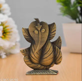 Metal Ganesh Idol Statue, Indian religious pooja gift, home decor showpiece or car dashboard, 2"x2"x2.5